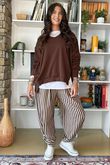 The Sunday Morning Stripe Twist Pant Chocolate Sand
